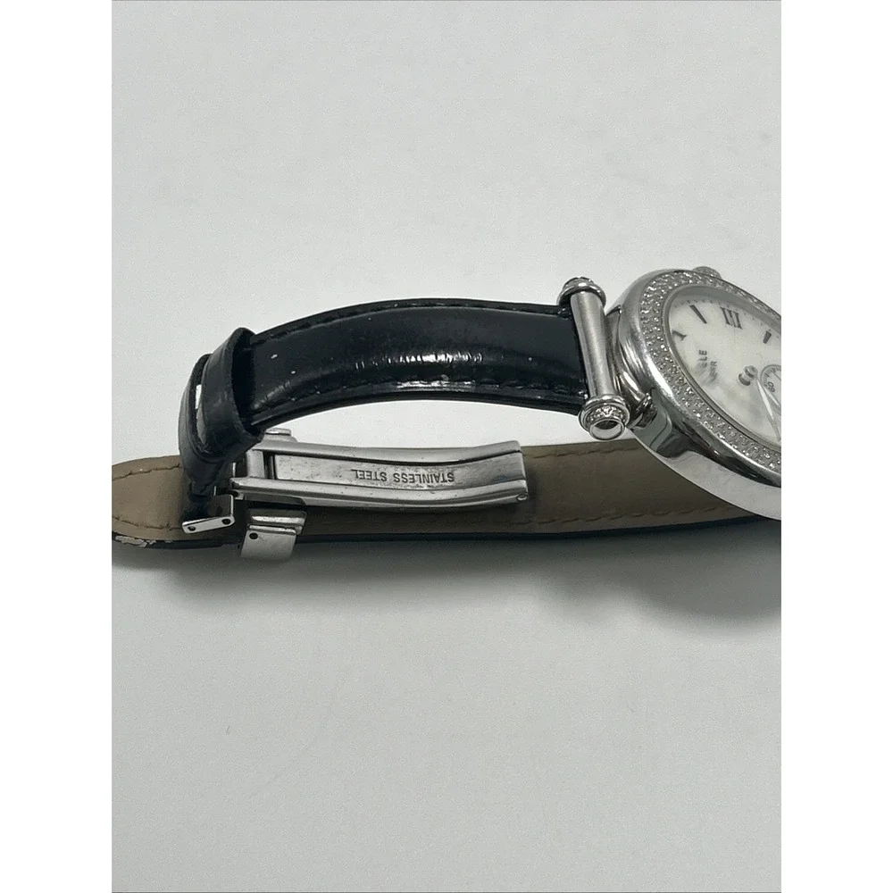 Women's Diamond Michele Caber Dress Watch Black Band